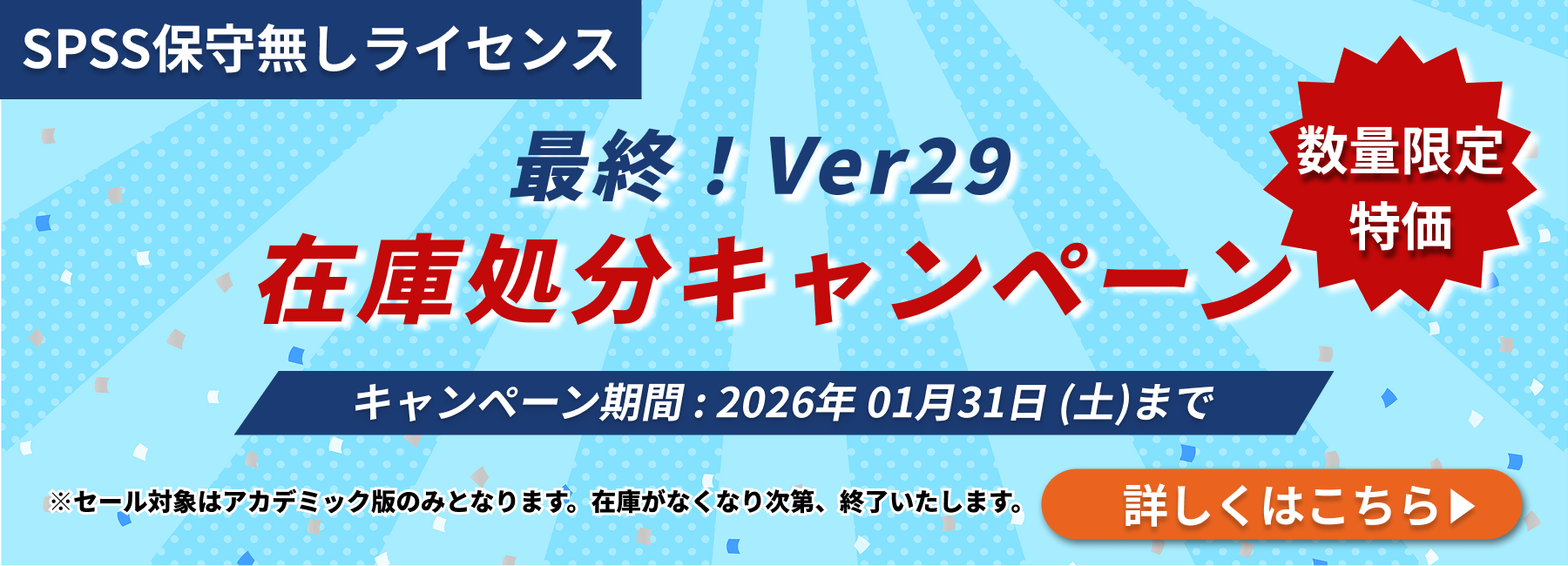 最終！Ver29 在庫処分キャンペーン 期間：2026 01月31日(土) まで